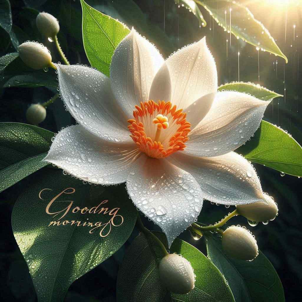 parijat flower good morning images